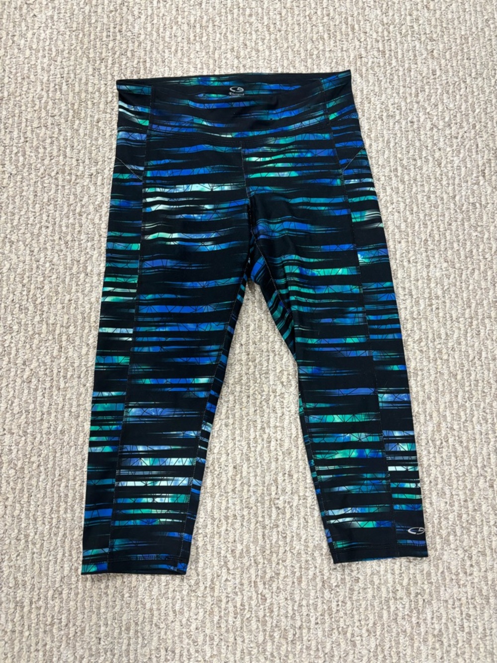 Champion Blue & Teal Striped DuoDry Athletic Capris